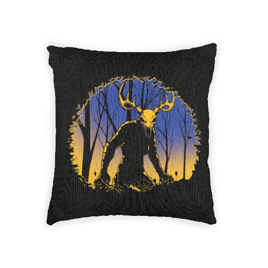 Wendigo Folk Creature Forest Cryptid Halloween Woven Pillows