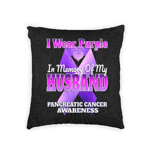 I Wear Purple In Memory Of My Husband Pancreatic C Woven Pillows