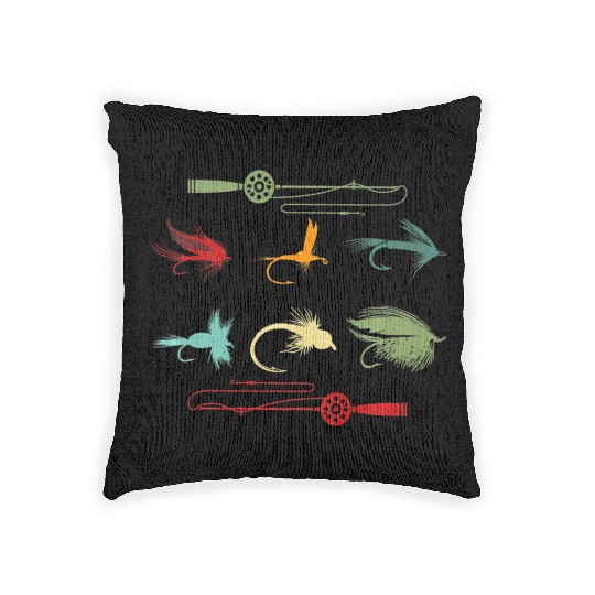 Trout Fly Fishing Nature Outdoor Fisherman Funny Woven Pillows