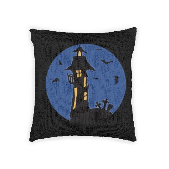Halloween Haunted House Woven Pillows