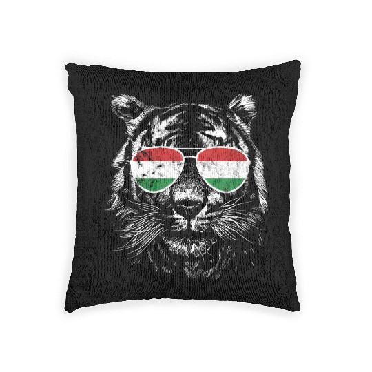 Hungary flag sunglasses Hungarian tiger Woven Pillows