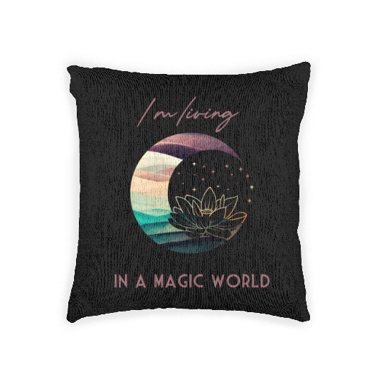 Magic Spiritual Desert Moon Water Lily Woven Pillows
