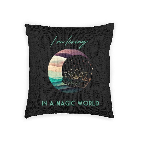 Magic Spiritual Desert Moon Water Lily Woven Pillows