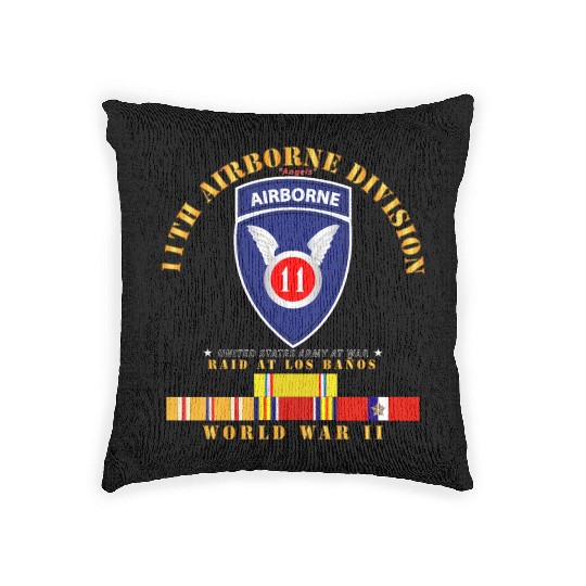 11th Airborne Division Raid at Los Baños WWII wPAC Woven Pillows