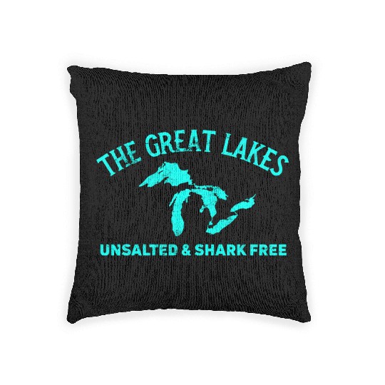 The Great Lakes Unsalted & Shark Free Michigan Vin Woven Pillows
