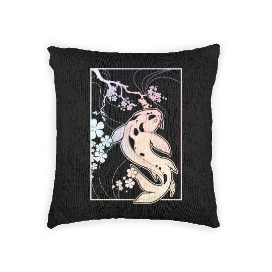 Kawaii Cherry Blossom Koi Woven Pillows