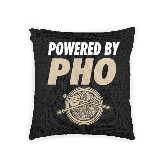 Powered By Pho Soup Vietnamese Noodle Food Woven Pillows