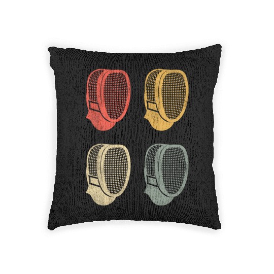 Fencing Sports Vintage Fencer Masks Fence Woven Pillows