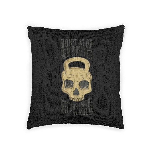 Never give up halloween train hard fitness Woven Pillows