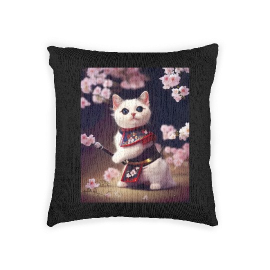Samurai Cat Woven Pillows
