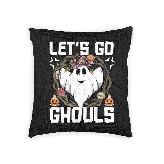 Let's Go Ghouls Halloween Boo Party Costume Retro Woven Pillows