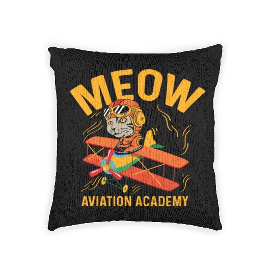 Meow Aviation Academy Co-Pilot Gift Woven Pillows