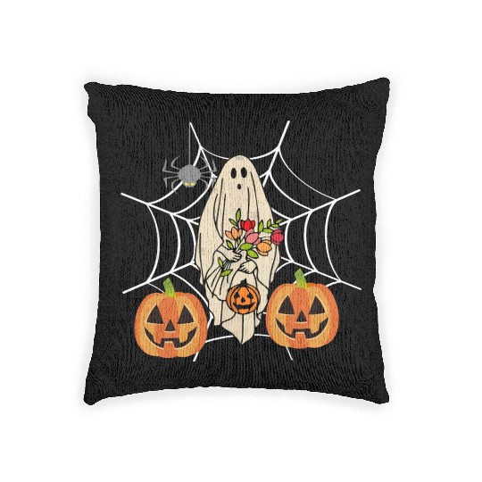 Halloween Costume Floral Ghost Pumpkin SpiderWeb Woven Pillows
