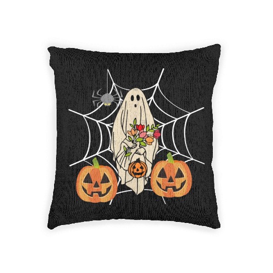 Halloween Costume Floral Ghost Pumpkin SpiderWeb Woven Pillows