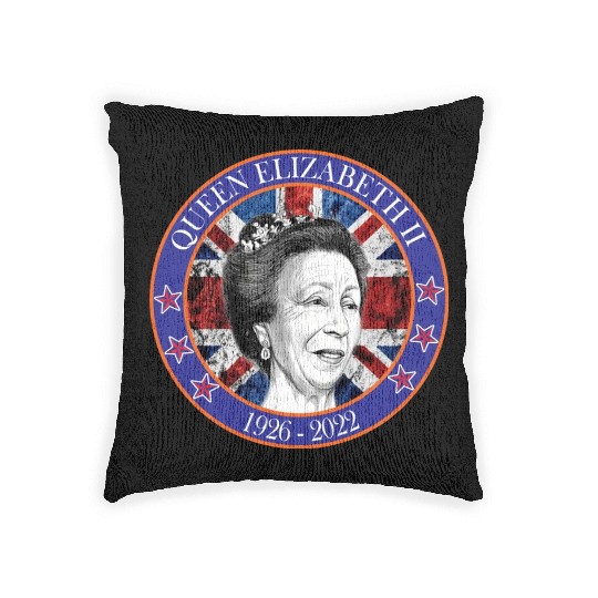 ''queen elizabeth Woven Pillows rest in peace elizabeth sh