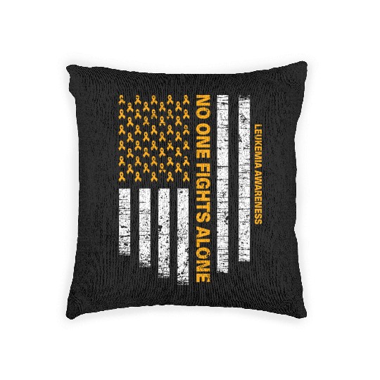 No One Fights Alone Usa Flag Leukemia Awareness Woven Pillows
