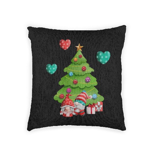 christmas is love, gnomes, christmas tree, love Woven Pillows