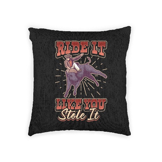 Rodeo Bull Riding Livestock Show Farmer Cattle Woven Pillows