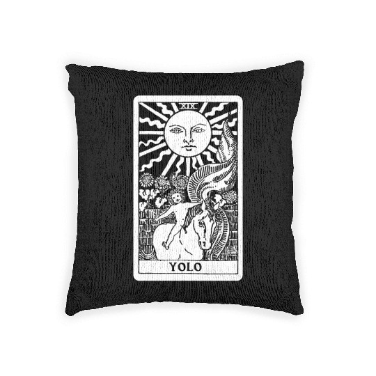 Y O L O - Sun Tarot Card Woven Pillows