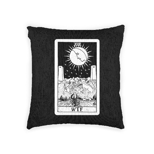 WTF - The Moon Tarot Card Woven Pillows