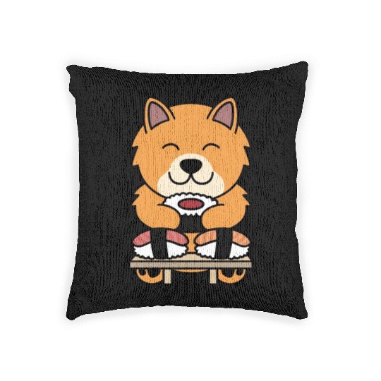 Sushi Lover Pomeranian Woven Pillows