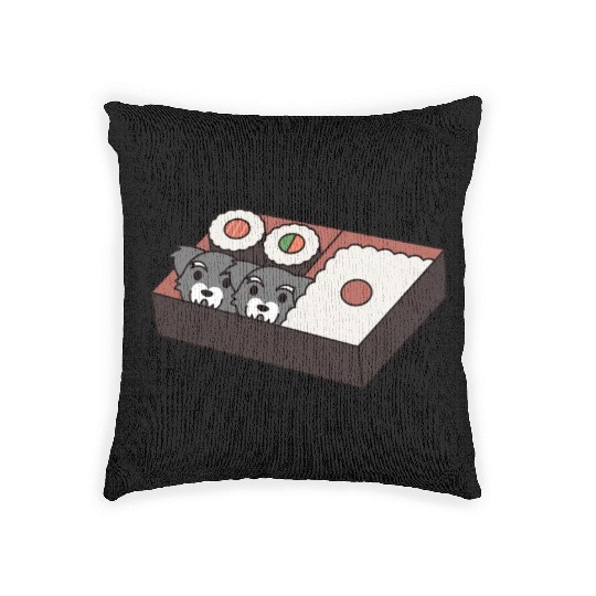 Sushi Bento Box Schnauzer Woven Pillows