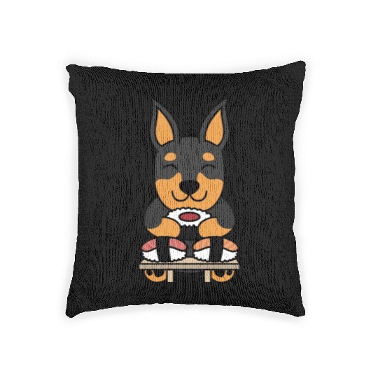 Sushi Lover Miniature Pinscher Woven Pillows