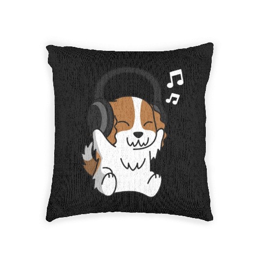Music Lover Cavalier King Charles Spaniel Woven Pillows