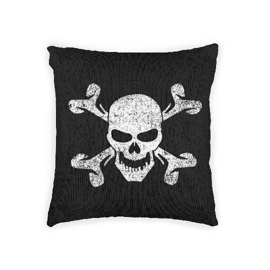 Plain Vintage Skull And Crossbones Woven Pillows