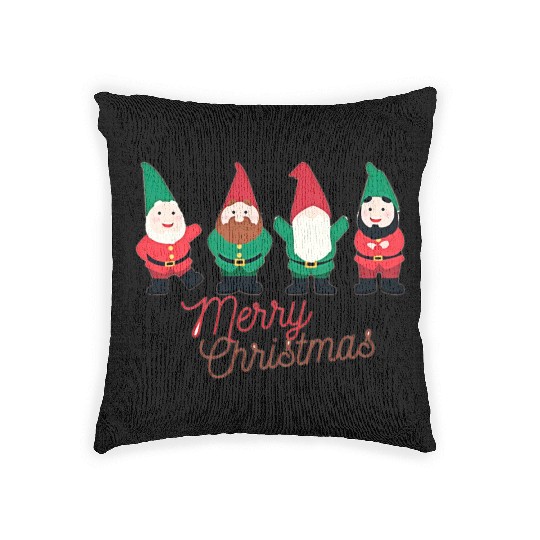 Christmas Funny Gnomes Woven Pillows