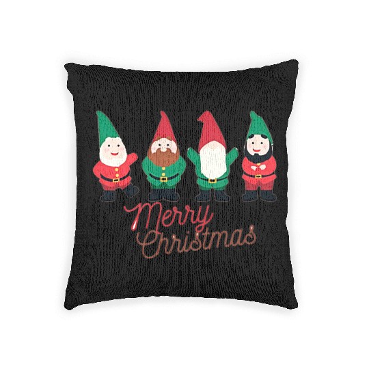 Christmas Funny Gnomes Woven Pillows