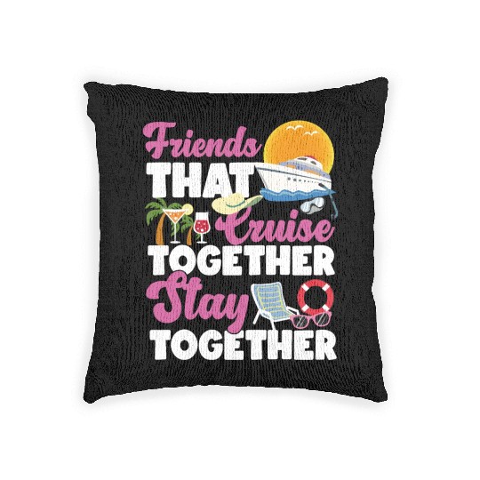 Cruise Ship Vacation Friends Woven Pillows