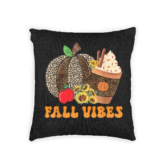 Groovy Fall Vibes Teacher Life Pumpkin Woven Pillows