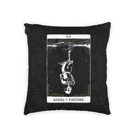 Wheel of Fortune Tarot Card Occult Goth Halloween Woven Pillows