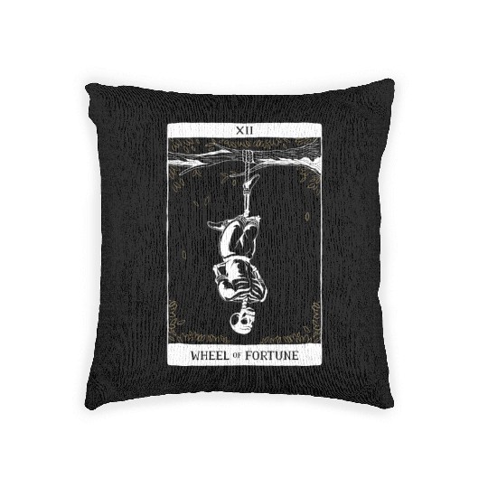 Wheel of Fortune Tarot Card Occult Goth Halloween Woven Pillows