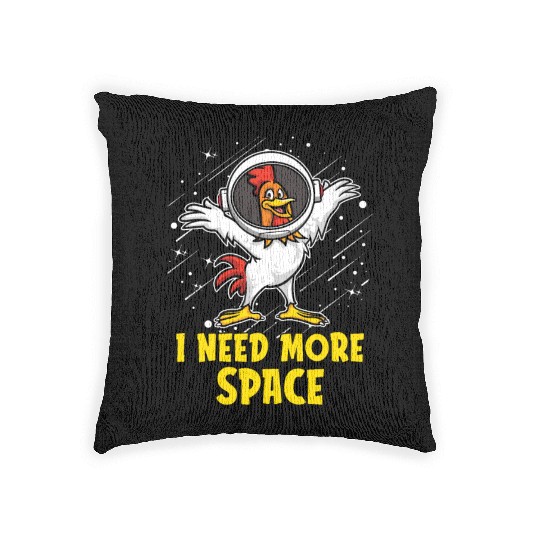 Rooster Cock Astronaut I Need More Space Woven Pillows