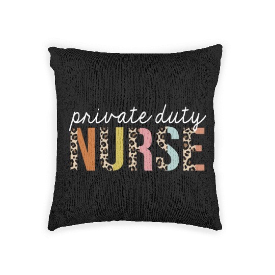 Private-Duty Nurse Colorful Leopard Print Funny Woven Pillows