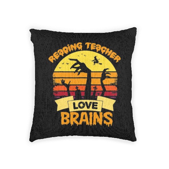 Reading teacher love brains Woven Pillows