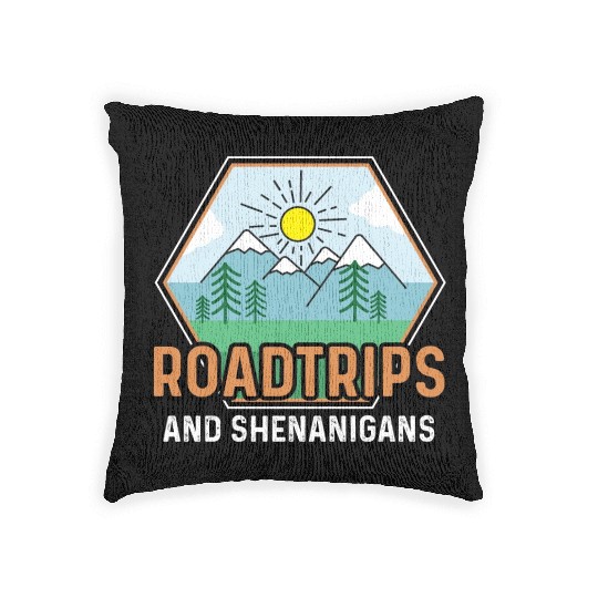 Road Trip Shenanigans Nature Lover And Explorer Gi Woven Pillows