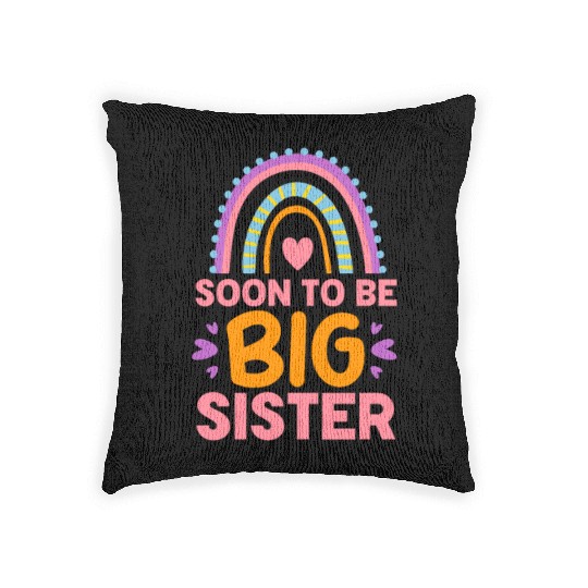 Soon To Be Big Sister Rainbow Woven Pillows