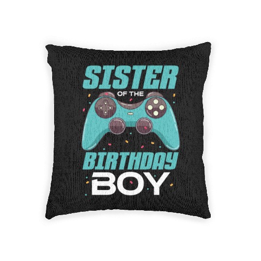 Sister of The Birthday Boy Video Games Woven Pillows
