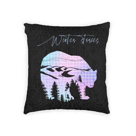 Winter stories Bear Trees Pastel Rainbow Woven Pillows