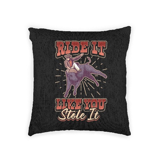 Rodeo Bull Riding Livestock Show Farmer Cattle Woven Pillows