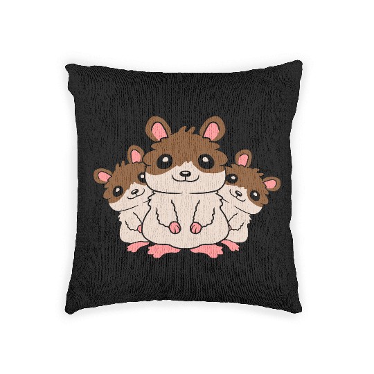 mom hamster kids crew Woven Pillows