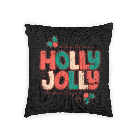 Holly jolly christmas Woven Pillows
