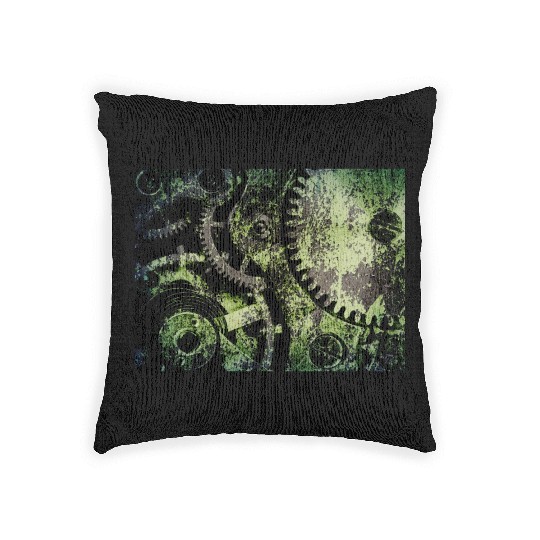 Clock Mechanism Copper Oxide Steampunk Abstract Woven Pillows