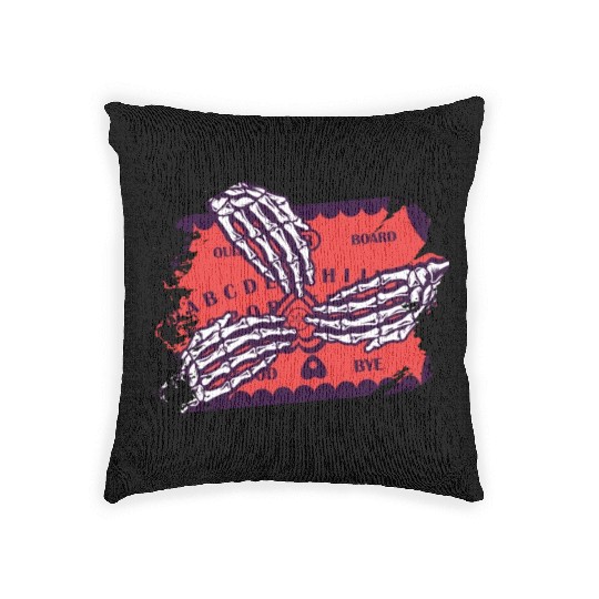 Retro Halloween Skeleton Playing Ouija Horror Woven Pillows