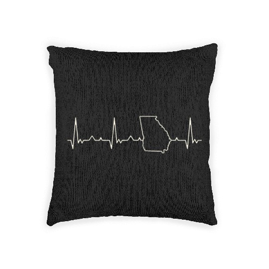 Georgia State USA. Heart. Love. EKG. Pulse. Beat. Woven Pillows