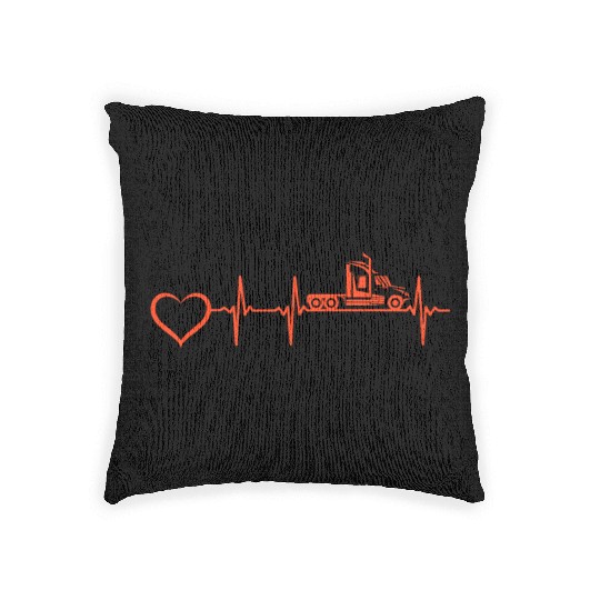 Trucking Trucker Heartbeat Heart Truck Driver Hear Woven Pillows
