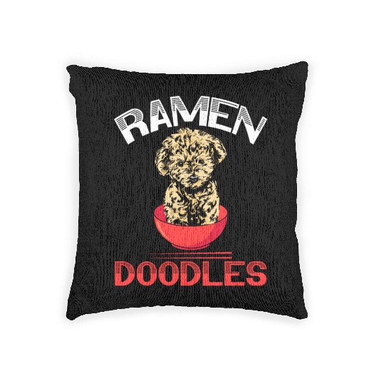 Ramen Doodles Goldendoodle Dog Lover Puppy Paw Woven Pillows